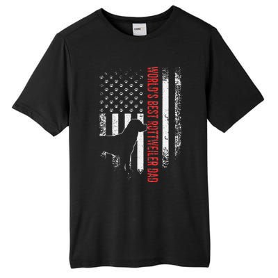 Vintage American Flag World's Best Rottweiler Dad Silhouette Tall Fusion ChromaSoft Performance T-Shirt