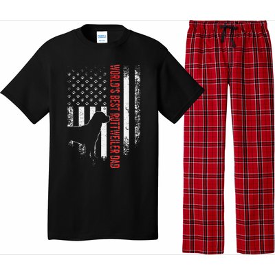 Vintage American Flag World's Best Rottweiler Dad Silhouette Pajama Set