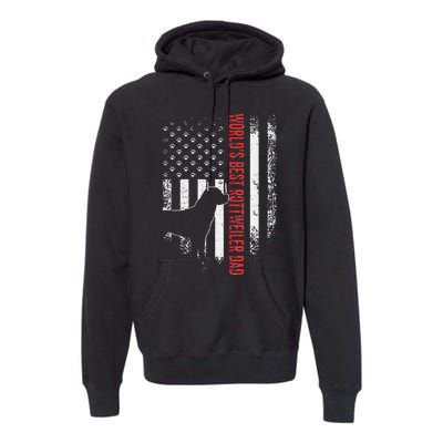 Vintage American Flag World's Best Rottweiler Dad Silhouette Premium Hoodie