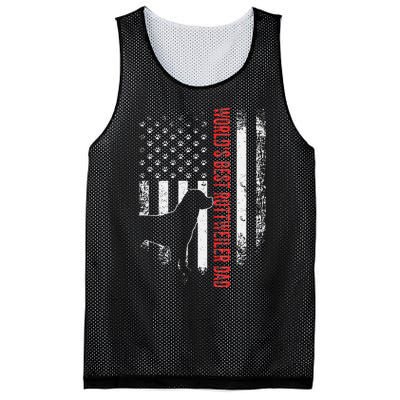 Vintage American Flag World's Best Rottweiler Dad Silhouette Mesh Reversible Basketball Jersey Tank