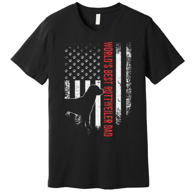 Vintage American Flag World's Best Rottweiler Dad Silhouette Premium T-Shirt