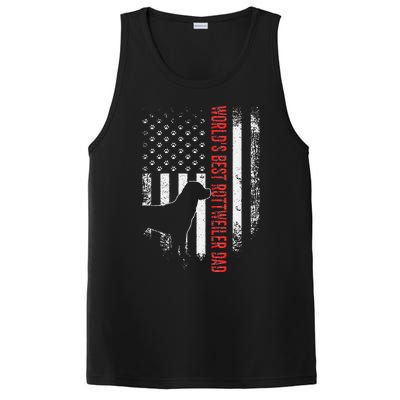 Vintage American Flag World's Best Rottweiler Dad Silhouette PosiCharge Competitor Tank