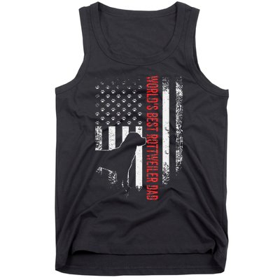 Vintage American Flag World's Best Rottweiler Dad Silhouette Tank Top