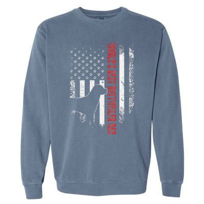 Vintage American Flag World's Best Rottweiler Dad Silhouette Garment-Dyed Sweatshirt