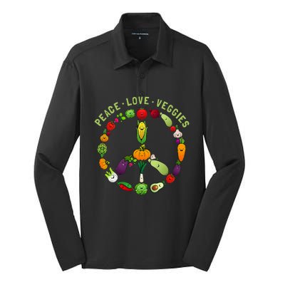 Veggie Art For Women Vegan Food Vegetables Themed Silk Touch Performance Long Sleeve Polo