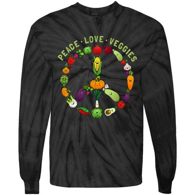 Veggie Art For Women Vegan Food Vegetables Themed Tie-Dye Long Sleeve Shirt