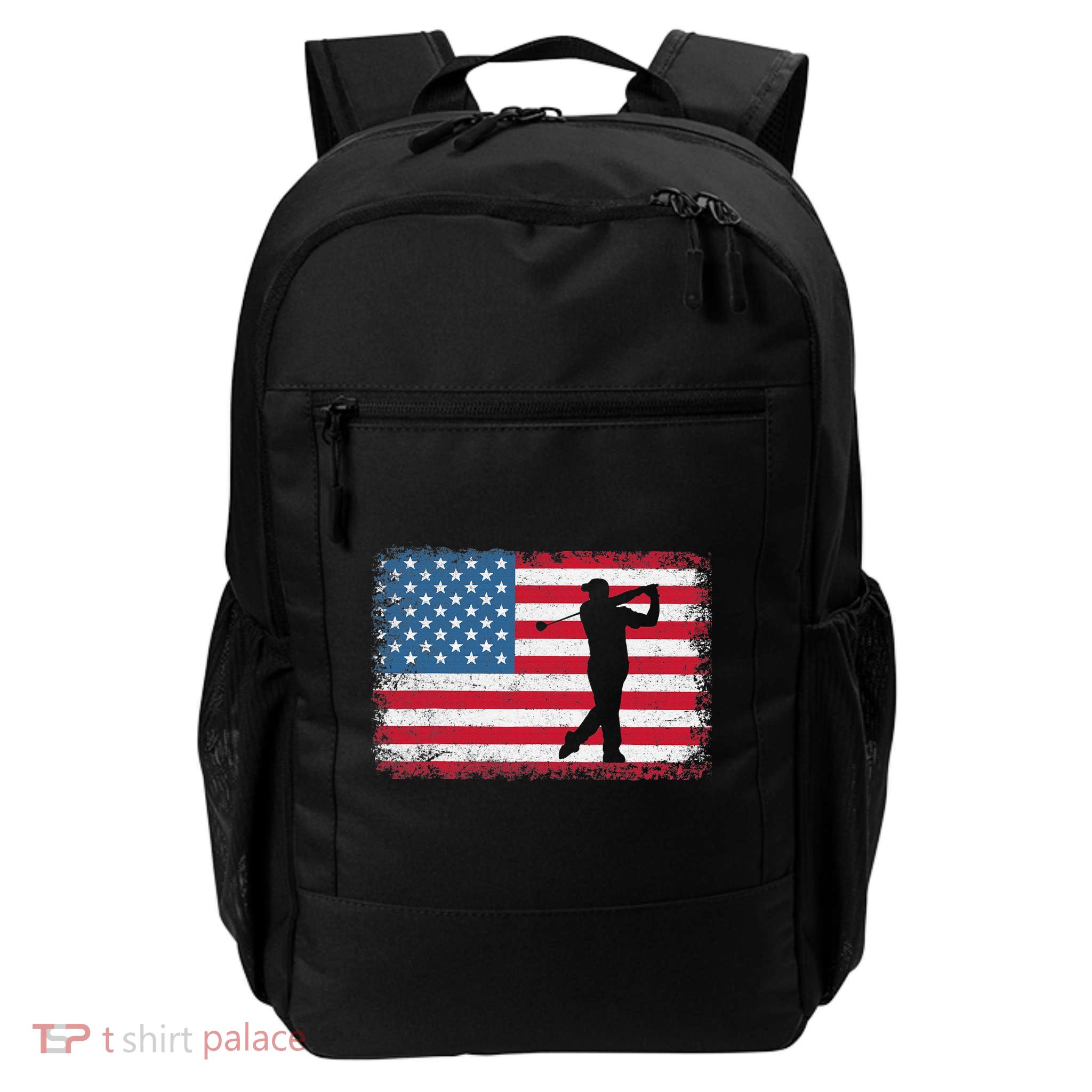 Vintage American Flag Golf Clothing Golfer Love Backpack