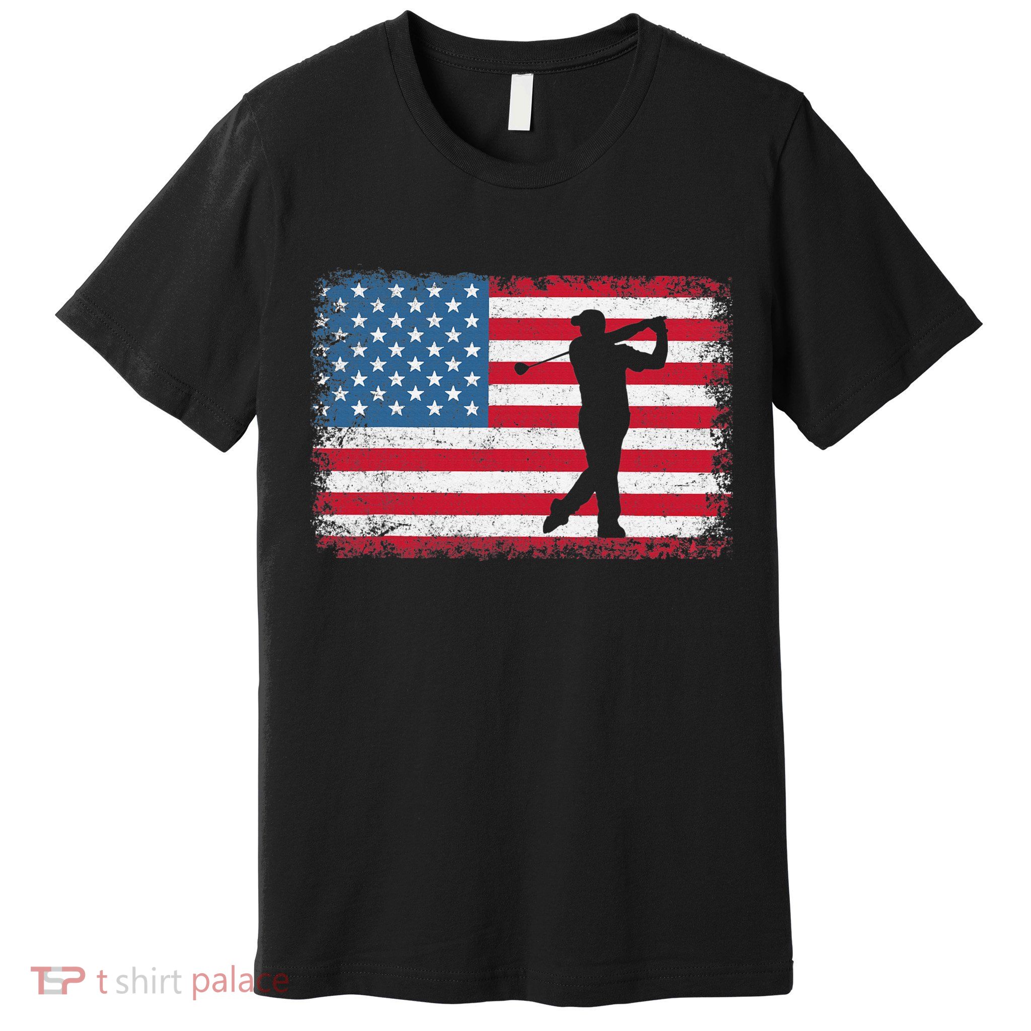 Vintage American Flag Golf Clothing Golfer Love Premium T-Shirt