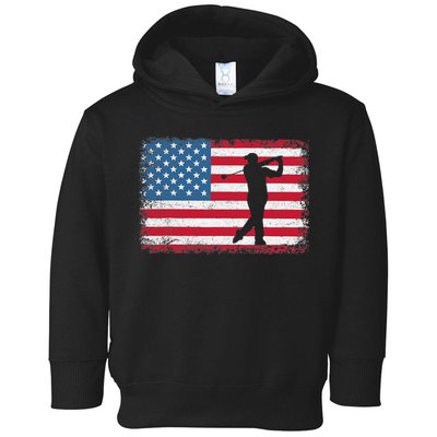 Vintage American Flag Golf Clothing Golfer Love Toddler Hoodie