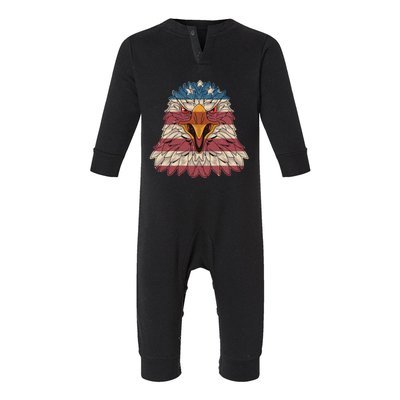 Vintage American Flag Gift Patriotic Eagle Gift Infant Fleece One Piece