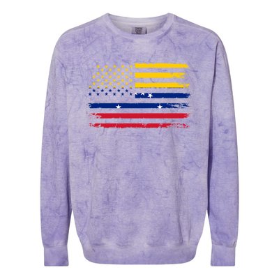 Venezuelan American Flag Venezuelan Roots Funny Colorblast Crewneck Sweatshirt