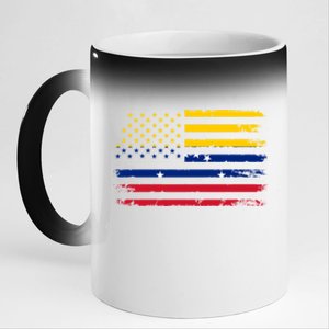 Venezuelan American Flag Venezuelan Roots Funny 11oz Black Color Changing Mug