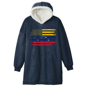 Venezuelan American Flag Venezuelan Roots Funny Hooded Wearable Blanket