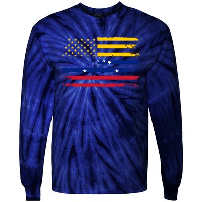 Venezuelan American Flag Venezuelan Roots Funny Tie-Dye Long Sleeve Shirt