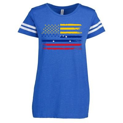 Venezuelan American Flag Venezuelan Roots Funny Enza Ladies Jersey Football T-Shirt