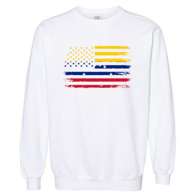 Venezuelan American Flag Venezuelan Roots Funny Garment-Dyed Sweatshirt