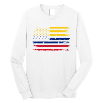 Venezuelan American Flag Venezuelan Roots Funny Long Sleeve Shirt