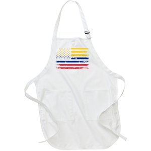 Venezuelan American Flag Venezuelan Roots Funny Full-Length Apron With Pockets