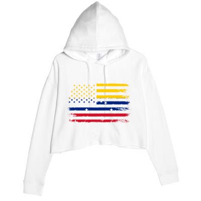 Venezuelan American Flag Venezuelan Roots Funny Crop Fleece Hoodie