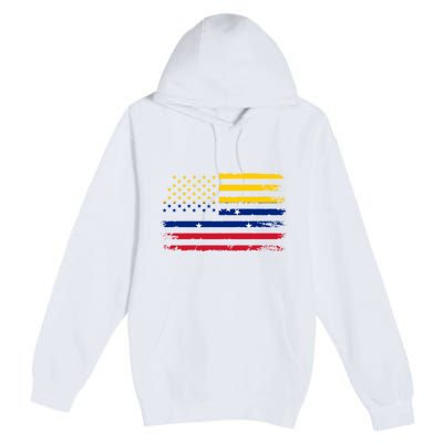 Venezuelan American Flag Venezuelan Roots Funny Premium Pullover Hoodie