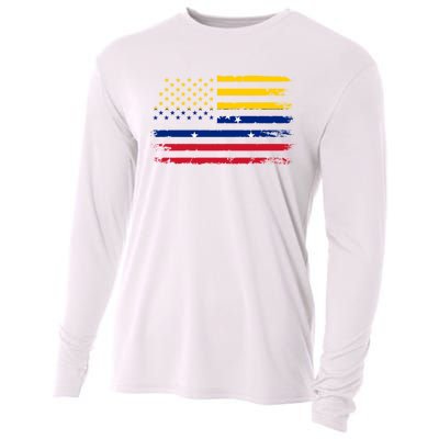 Venezuelan American Flag Venezuelan Roots Funny Cooling Performance Long Sleeve Crew