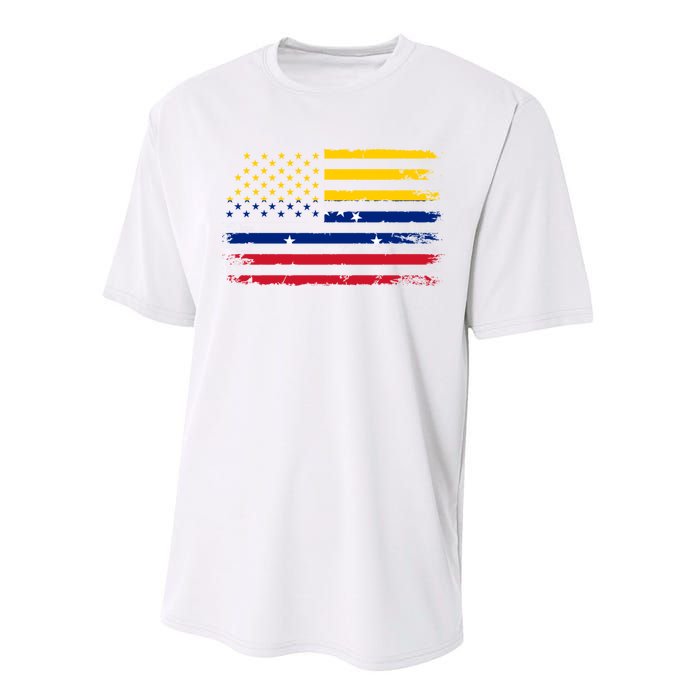 Venezuelan American Flag Venezuelan Roots Funny Performance Sprint T-Shirt