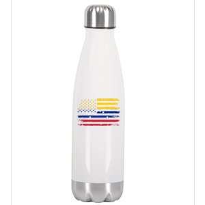 Venezuelan American Flag Venezuelan Roots Funny Stainless Steel Insulated Water Bottle