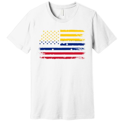 Venezuelan American Flag Venezuelan Roots Funny Premium T-Shirt