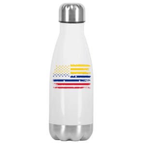 Venezuelan American Flag Venezuelan Roots Funny Stainless Steel Insulated Water Bottle