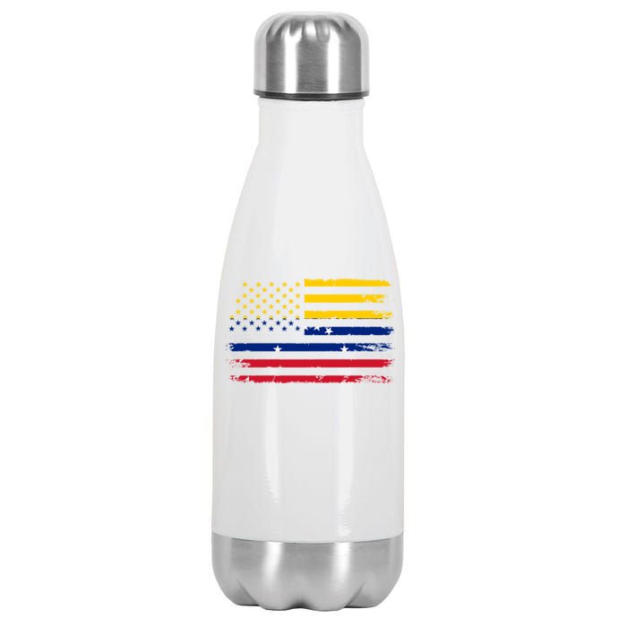 Venezuelan American Flag Venezuelan Roots Funny Stainless Steel Insulated Water Bottle