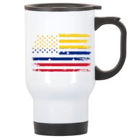 Venezuelan American Flag Venezuelan Roots Funny Stainless Steel Travel Mug