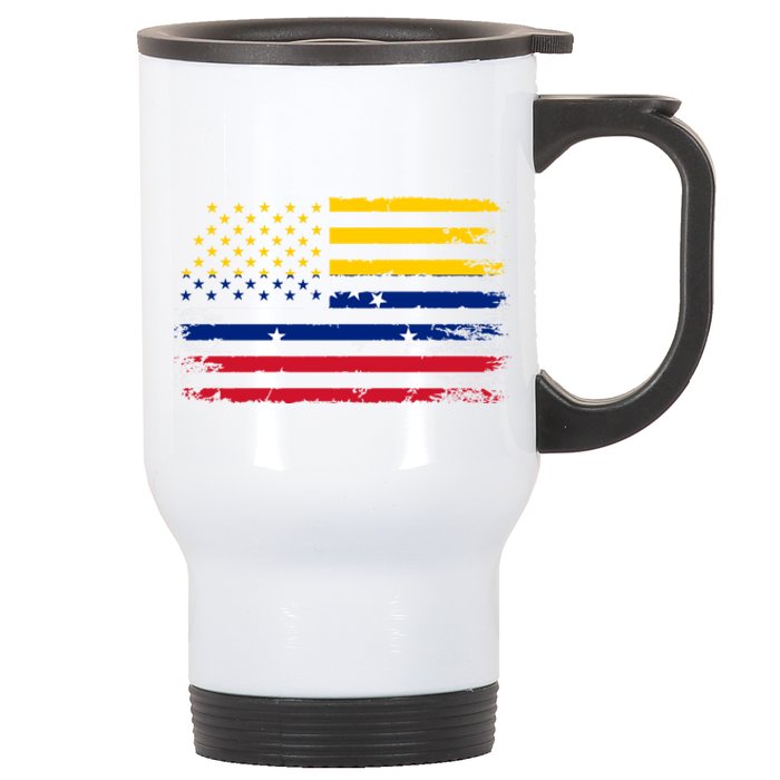 Venezuelan American Flag Venezuelan Roots Funny Stainless Steel Travel Mug