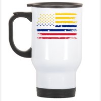 Venezuelan American Flag Venezuelan Roots Funny Stainless Steel Travel Mug