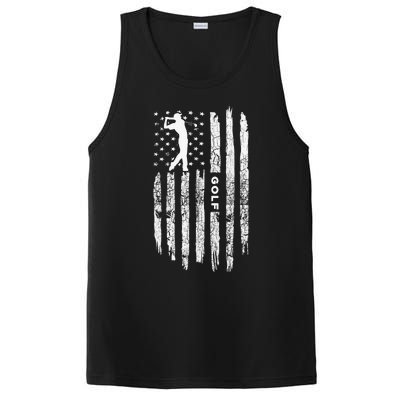 Vintage American Flag Golf Clothing Golfer Love PosiCharge Competitor Tank