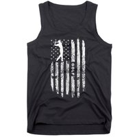 Vintage American Flag Golf Clothing Golfer Love Tank Top