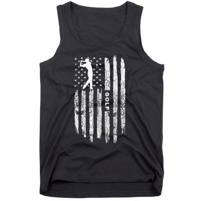 Vintage American Flag Golf Clothing Golfer Love Tank Top