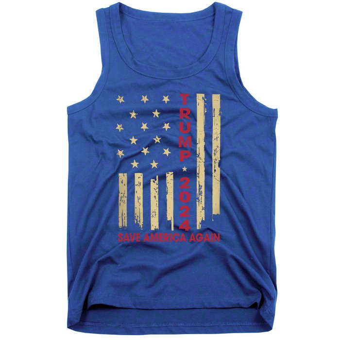 Vintage American Flag Donald Trump 2024 Save America Again Cool Gift Tank Top