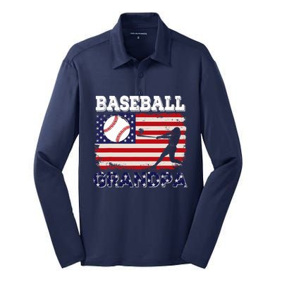 Vintage American Flag Baseball Grandpa Costume Player Coach Silk Touch Performance Long Sleeve Polo