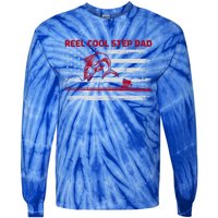 Vintage American Flag Retro Reel Cool Step Dad Fishing Funny Gift Tie-Dye Long Sleeve Shirt