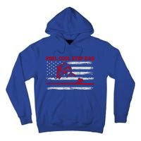 Vintage American Flag Retro Reel Cool Step Dad Fishing Funny Gift Tall Hoodie