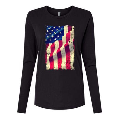 Vintage American Flag Cool Gift Womens Cotton Relaxed Long Sleeve T-Shirt