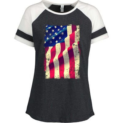 Vintage American Flag Cool Gift Enza Ladies Jersey Colorblock Tee