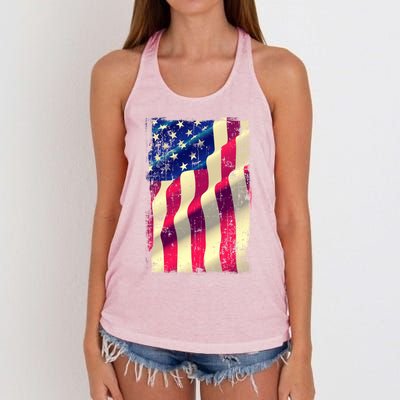 Vintage American Flag Cool Gift Women's Knotted Racerback Tank