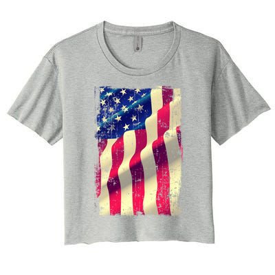 Vintage American Flag Cool Gift Women's Crop Top Tee