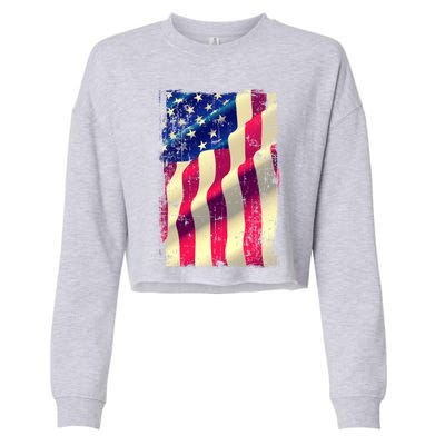 Vintage American Flag Cool Gift Cropped Pullover Crew