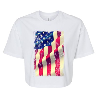 Vintage American Flag Cool Gift Bella+Canvas Jersey Crop Tee