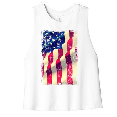 Vintage American Flag Cool Gift Women's Racerback Cropped Tank