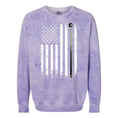 Vintage American Flag Billiards Pool Player Table Usa Us Gift Colorblast Crewneck Sweatshirt