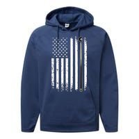 Vintage American Flag Billiards Pool Player Table Usa Us Gift Performance Fleece Hoodie