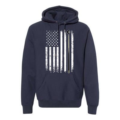 Vintage American Flag Billiards Pool Player Table Usa Us Gift Premium Hoodie